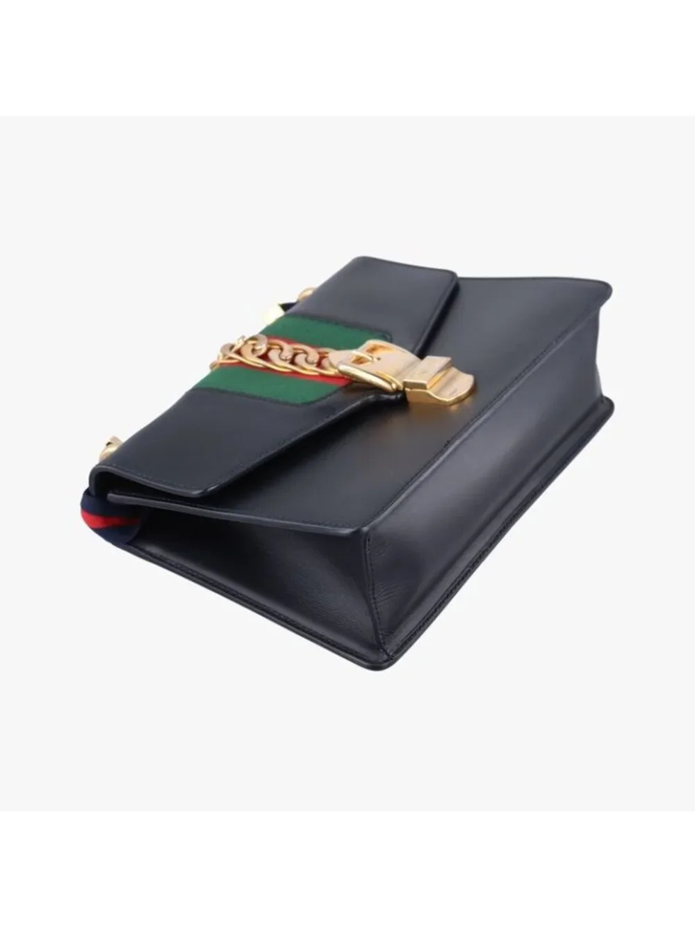 Gucci Sylvie Black Green Red Leather Messenger Bag - Picture 5 of 15